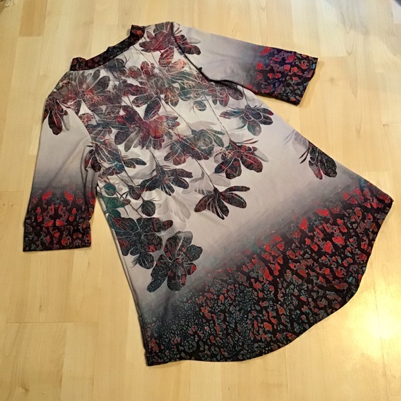 NWOT Simply Aster Floral 3/4 Sleeve Tunic Dress - Picture 5 of 6